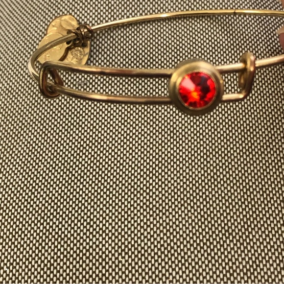 Alex and Ani Light Siam Birthstone Charm Gold Tone Bangle With Swarovski Crystal - Picture 2 of 6
